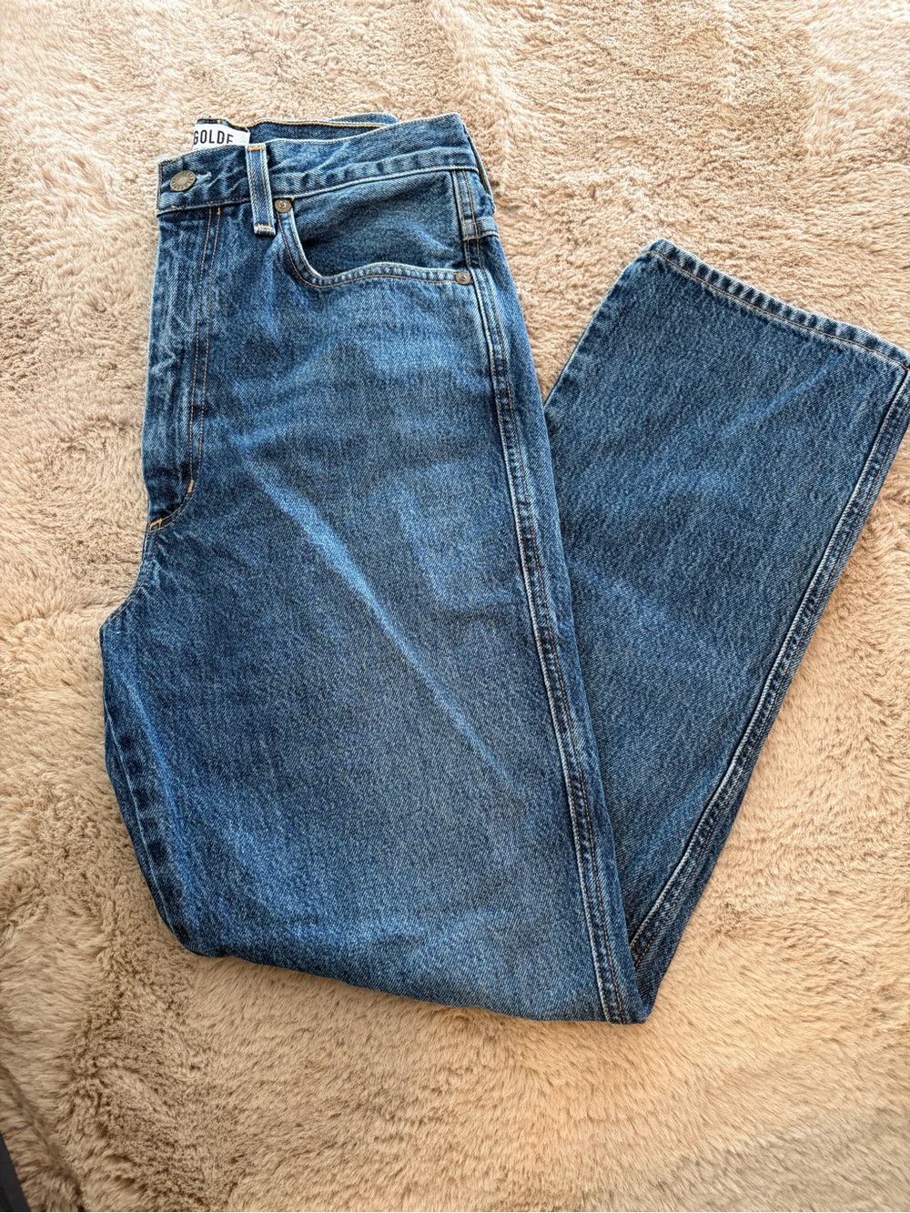 Agolde Straight Leg Jeans in Blue Wash